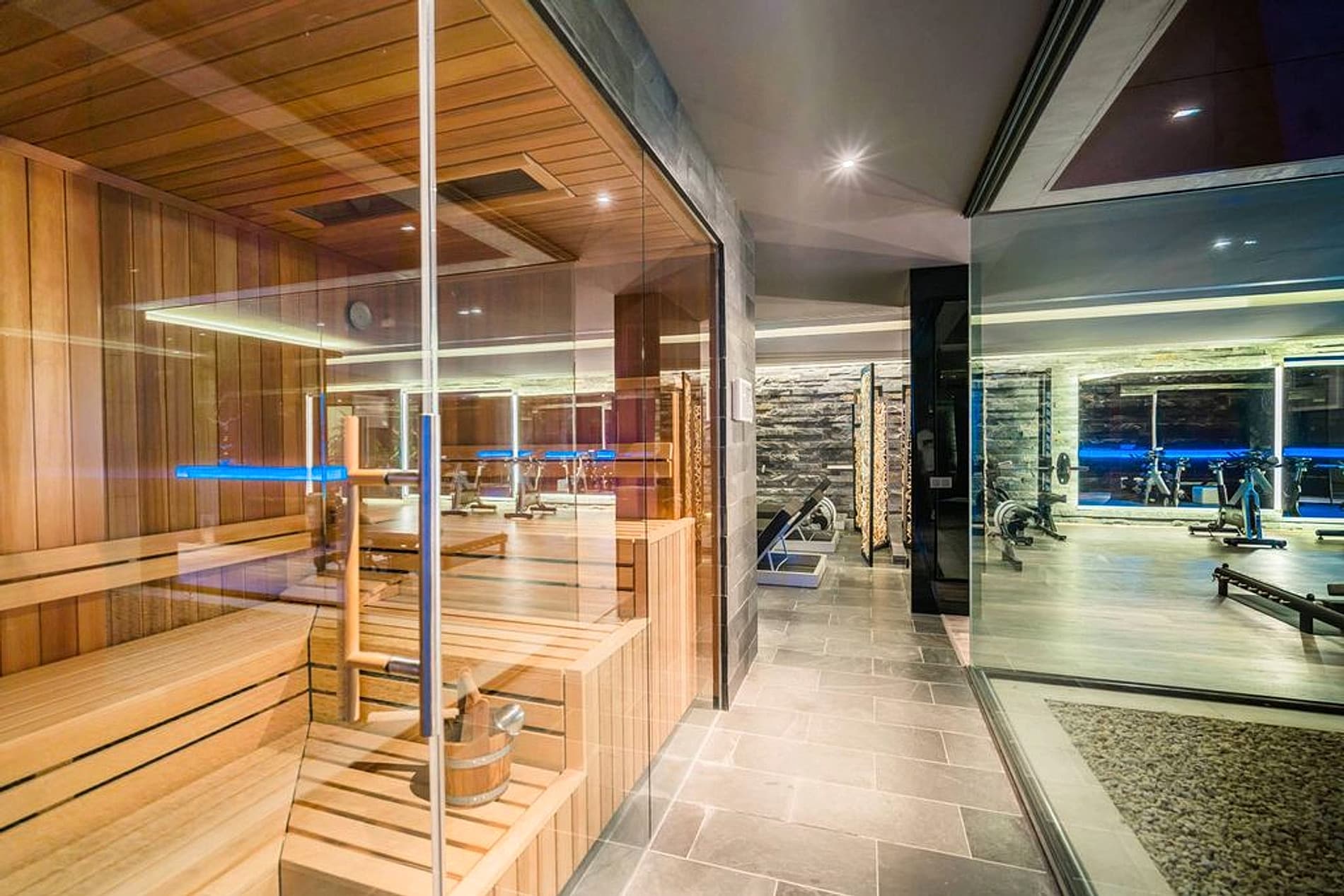 Private sauna and wellness area inside the house